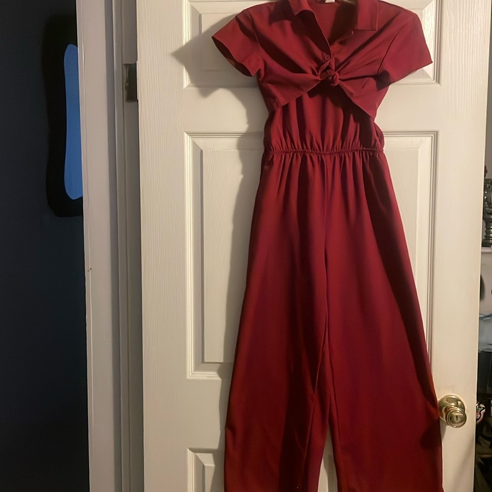 Girls Maroon Jumpsuit